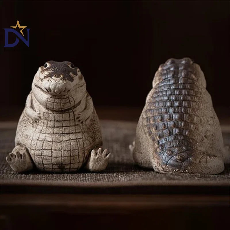 Cute And Lovely Small Crocodile Garden Statue Durable Art Figurine For Backyard Parks Creative Animals Sculpture Home Decoration