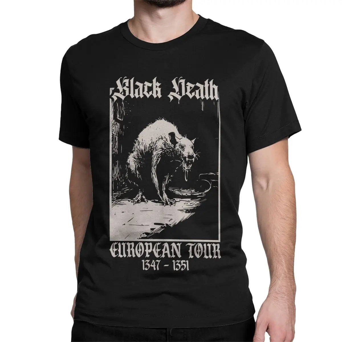 Black Death Gothic Grunge Medieval Rat T-Shirt Men Cotton T Shirt Goth Aesthetic History Dark Academia Tee Shirt 4XL 5XL Clothes - Premium t-shirt from Lizard Vigilante - Just $21.69! Shop now at Lizard Vigilante