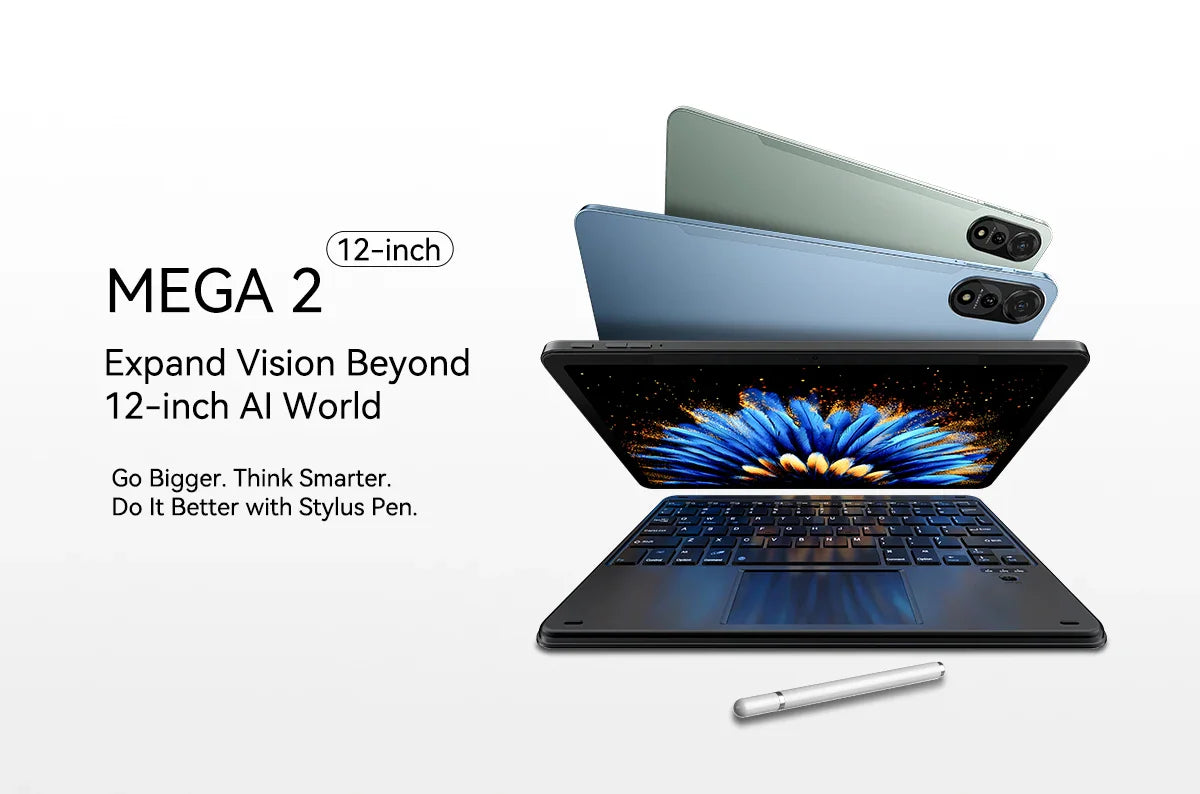 Blackview MEGA 2 Tablets 12 inch 2K Display Widevine L1 24GB(8+16) Android 15 256GB 9000mAh AI Main Camera Pad PC