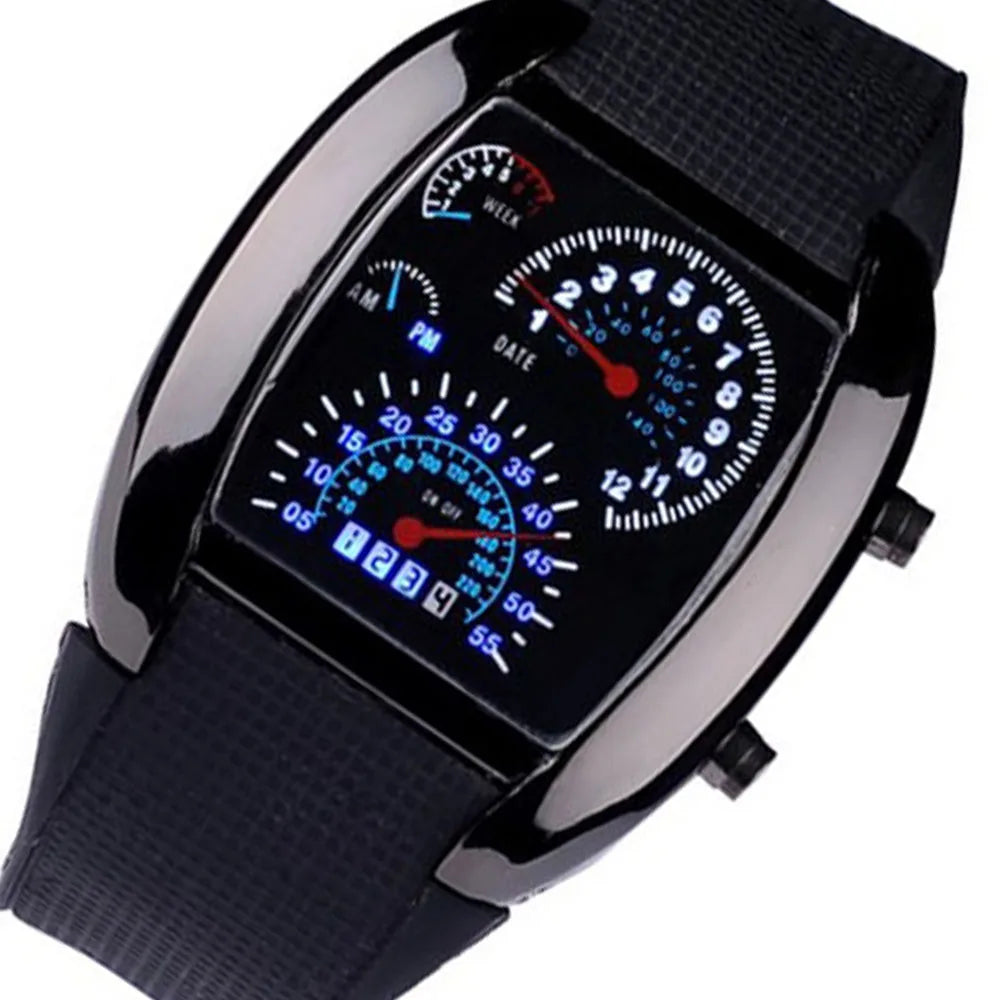 Luxury Digital Flash Dial Sports Watch - LED Aviation Turbo Display for Men & Women - Premium watch from Lizard Vigilante - Just $23.88! Shop now at Lizard Vigilante