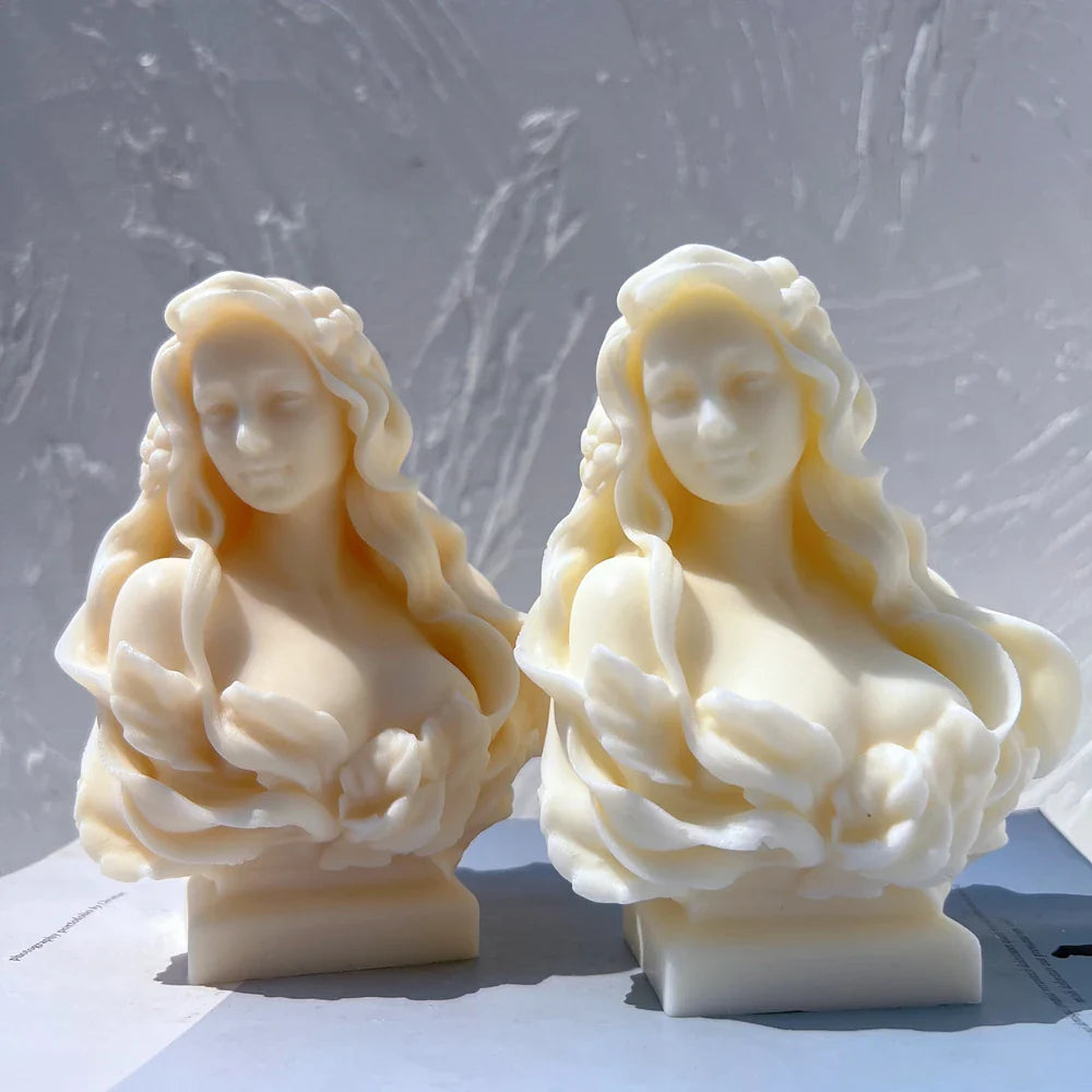 Beautiful Lady Statue Candle Mold Goddess Female Bust Silicone Molds Greek Art Woman Sculpture Soy Wax Tool