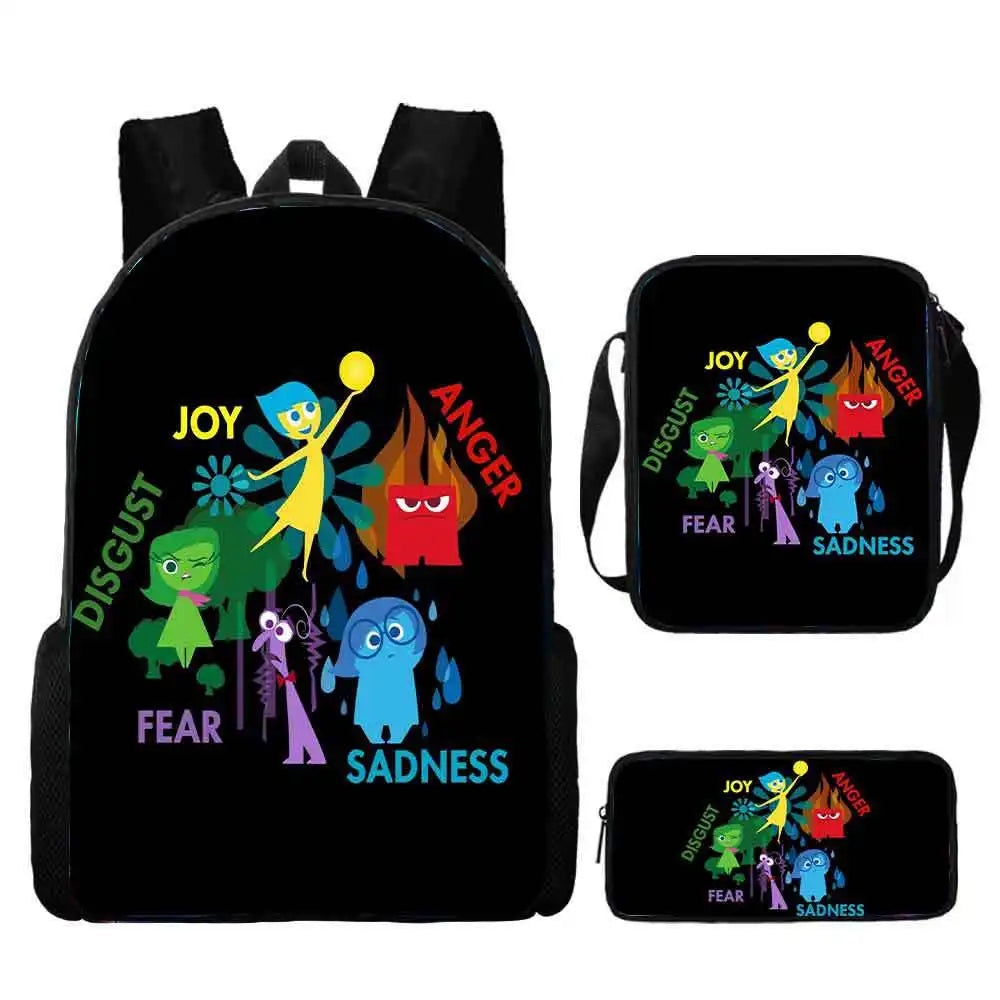 Inside Out Movie Backpack with Lunch Bags Pencil Case Disnee Kids Bags Custom Large Capacity Backpacks - Premium backpack from Lizard Vigilante - Just $34.99! Shop now at Lizard Vigilante