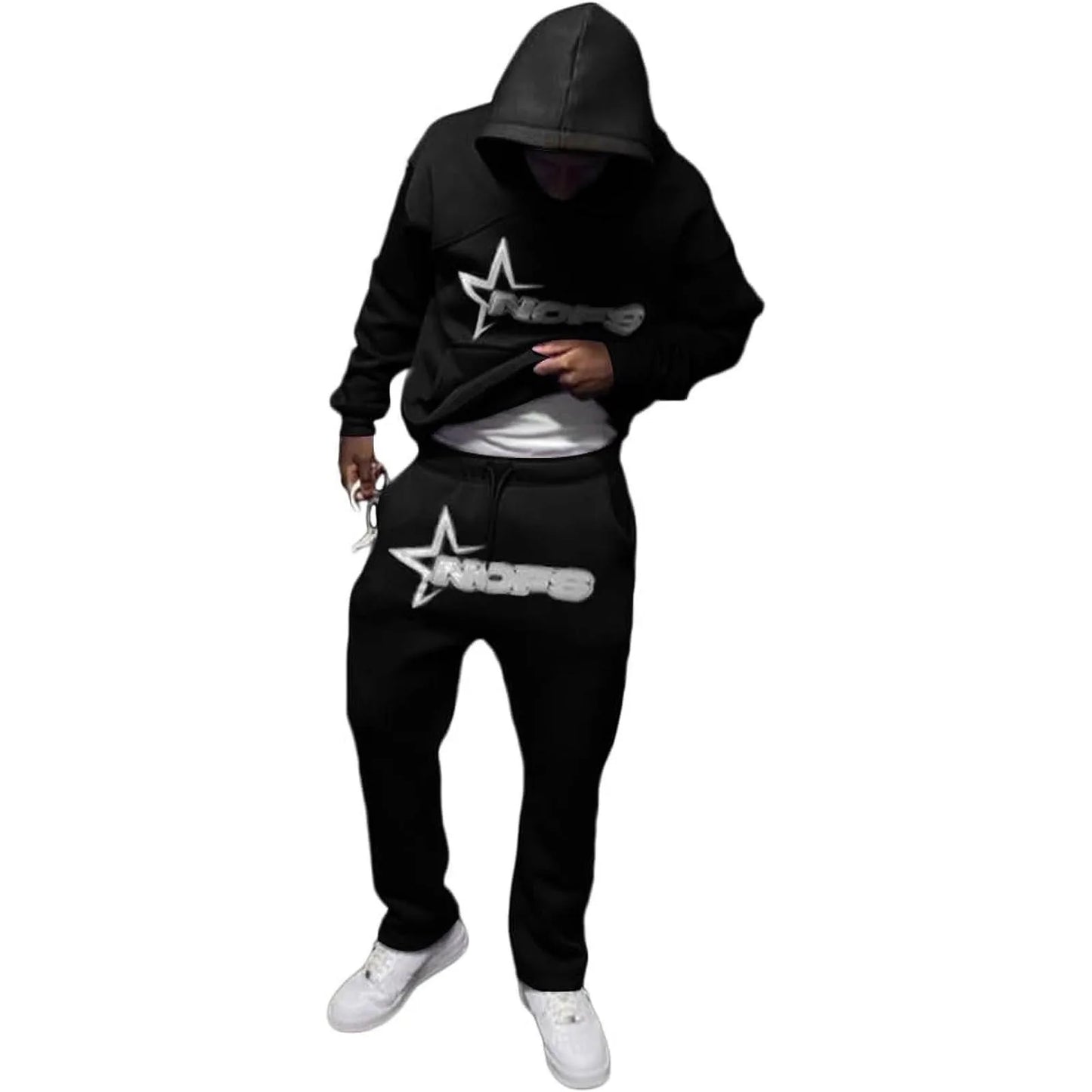 American Classic Hip Hop Hoodie and Sweatpants Set – Unisex Oversized Streetwear for Skateboarding and Daily Style - Premium hoodie set from Lizard Vigilante - Just $47.99! Shop now at Lizard Vigilante