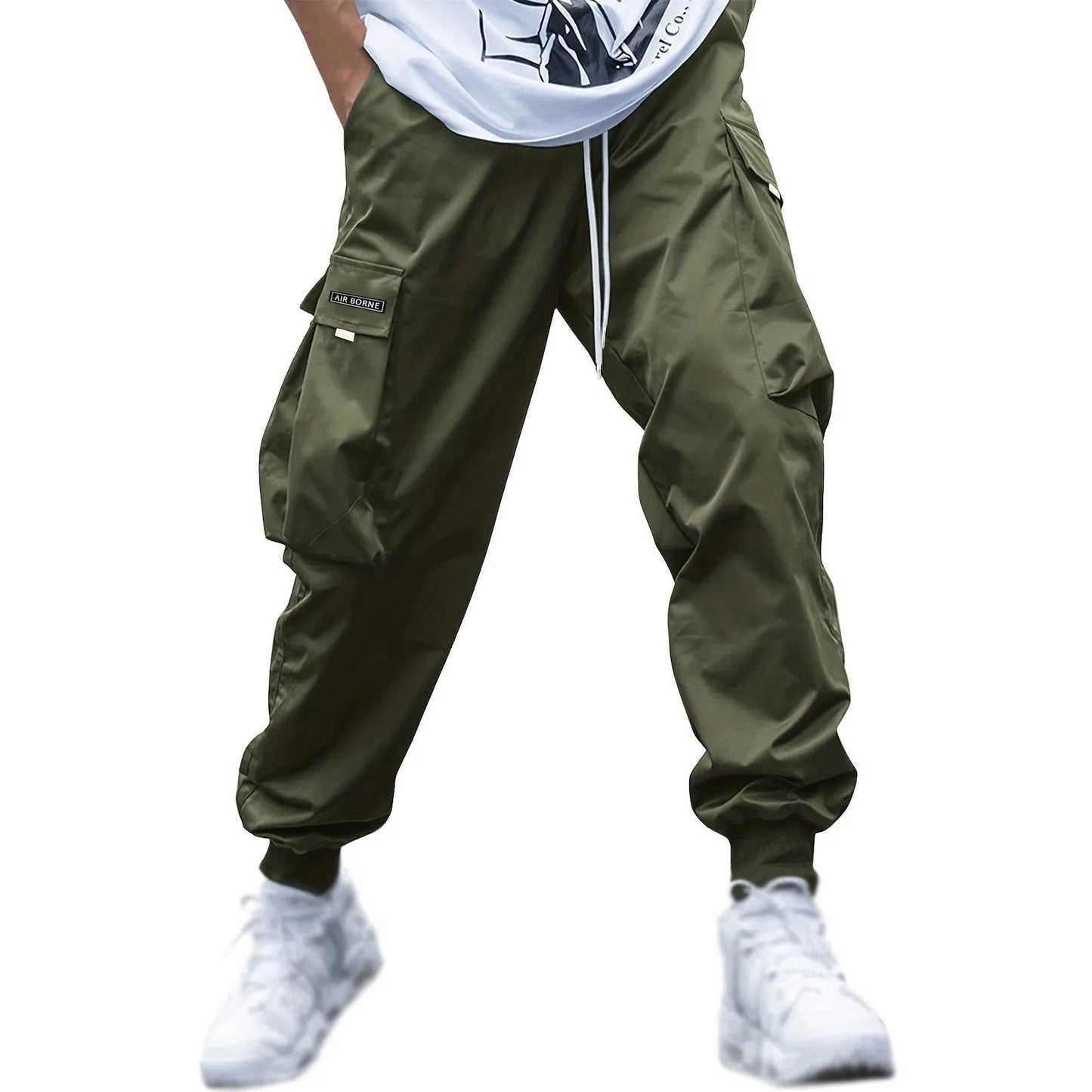 Men's Casual Jogging Cargo Pants with Drawstring & Multi-Pockets – Sport Trousers for Outdoor Activities, Streetwear, and Hip-Hop Style - Premium pants from Lizard Vigilante - Just $37.99! Shop now at Lizard Vigilante