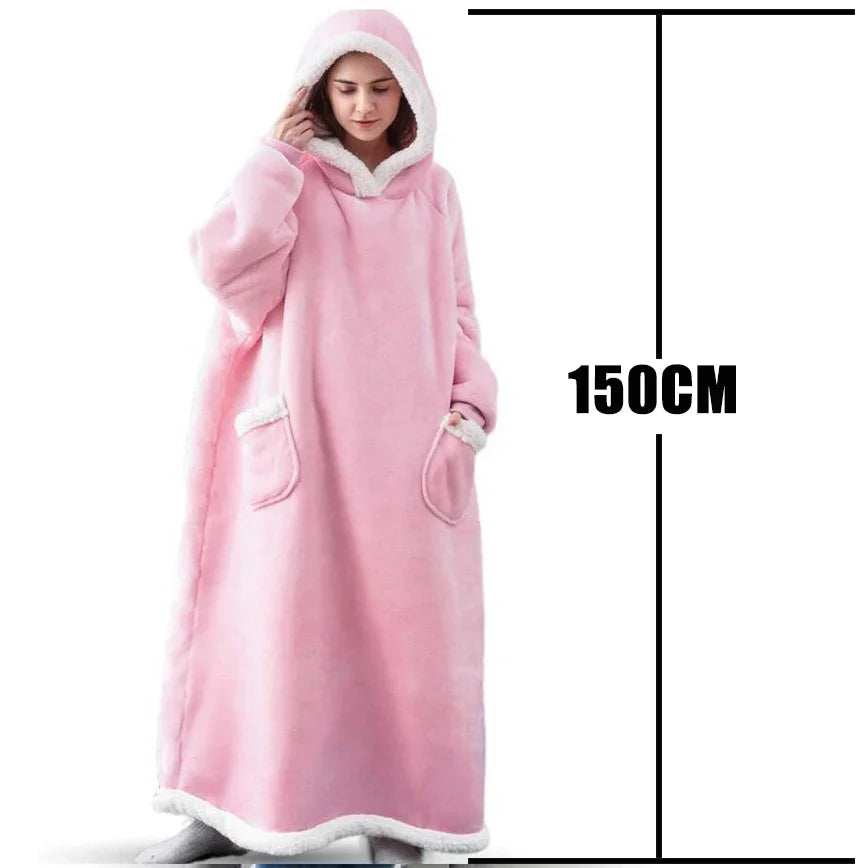 Winter Hoodies Unisex Blanket Sweatshirt Women Men Pullover Pajamas Fleece Giant TV Oversized Blanket with Long Flannel Sleeves - Premium pajamas from Lizard Vigilante - Just $39.99! Shop now at Lizard Vigilante