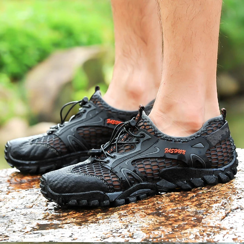 Men's Breathable Waterproof Suede Mesh Hiking Shoes | Quick-Dry Rock Climbing & Outdoor Sport Sneakers - Premium Shoes from Lizard Vigilante - Just $48.88! Shop now at Lizard Vigilante