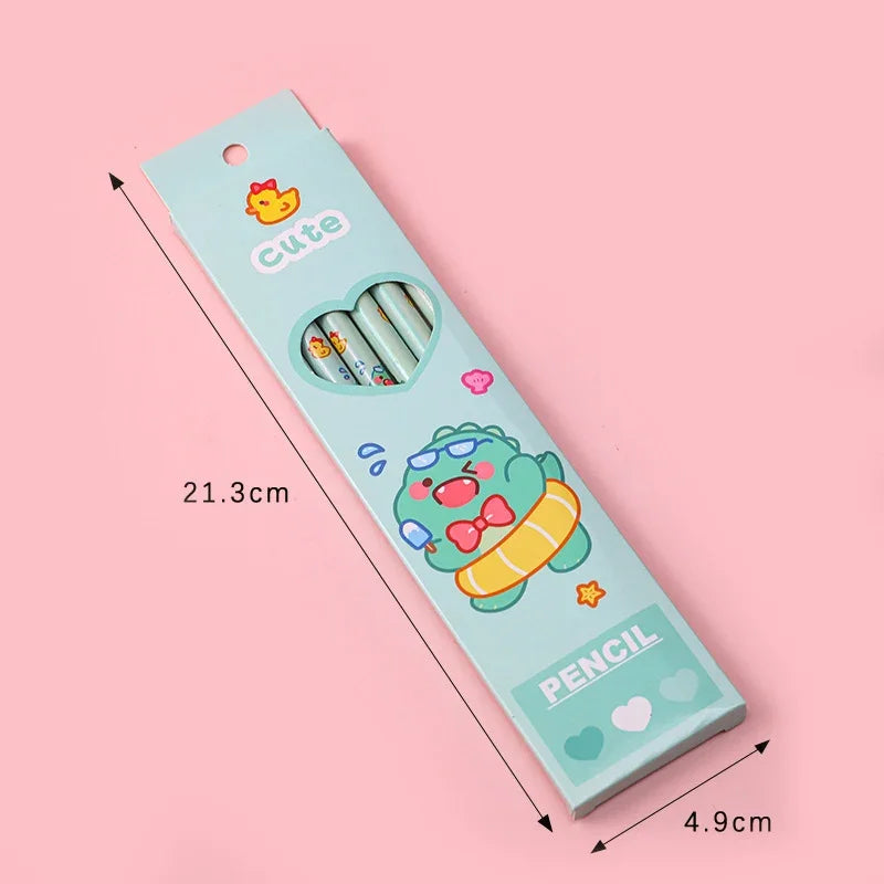 6Pcs/box Kawaii HB Pencil with Eraser Wooden Pencil for Children Drawing Writing Student School Office Supplies Stationery
