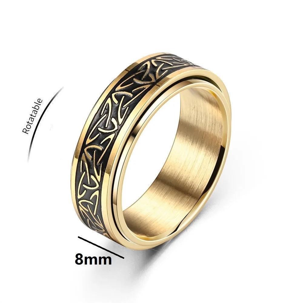 Viking Celtic Knot Rune Rotating Anxiety Joint Ring For Men Anti Stress Stainless Steel Spinner Fidgets Ring Anillo Antiestres - Lizard Vigilante