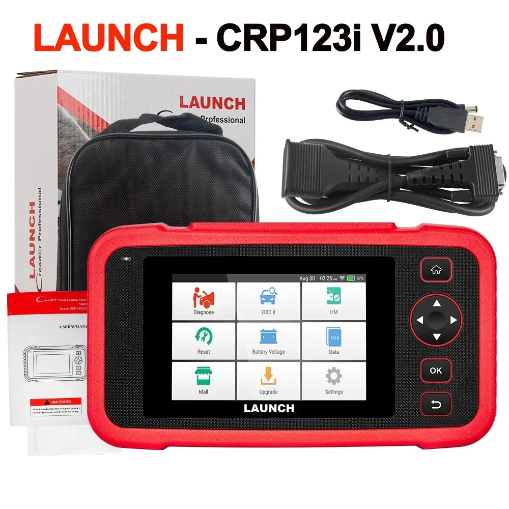 New 2024 LAUNCH X431 CRP123E V2.0 Car OBD2 Diagnostic Tools Auto OBD Scanner ABS SRS Engine AT+ 7 Reset Service Free Update - Premium  from Lizard Vigilante - Just $285.99! Shop now at Lizard Vigilante