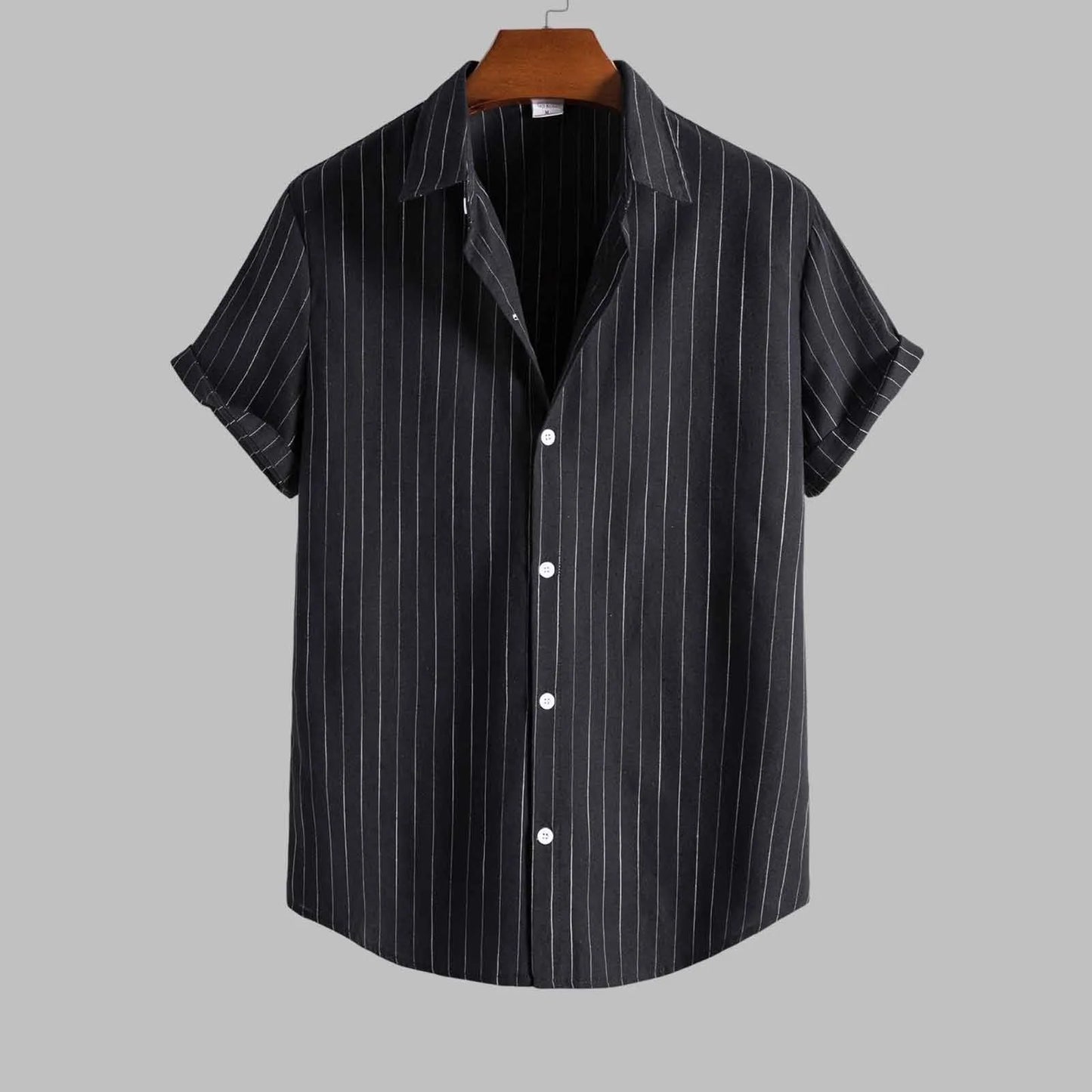 Mens Shirts Casual Striped Short Sleeved Shirts Turn-Down Collar Shirt Top Fashion Summer Male Clothing 2024 Harajuku Streetwear - Premium  from Lizard Vigilante - Just $11.99! Shop now at Lizard Vigilante