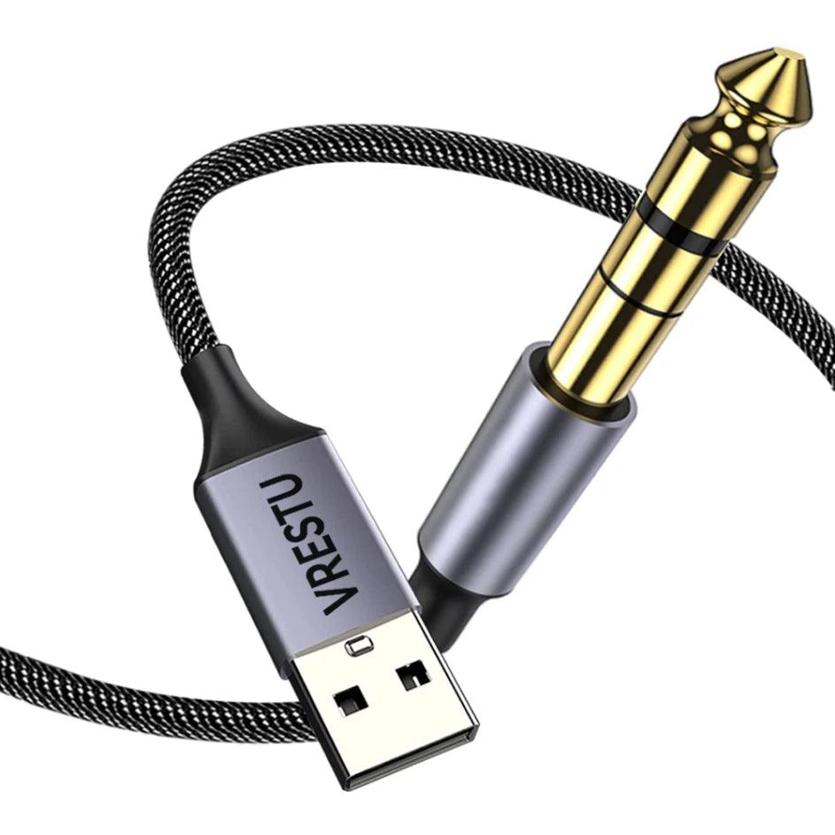 USB to 6.35mm Jack Guitar Cable 6.5 1/4'' TRS Male to Computer USB Interface Audio Adapter for Instruments Guitar Speakers Mixer - Lizard Vigilante