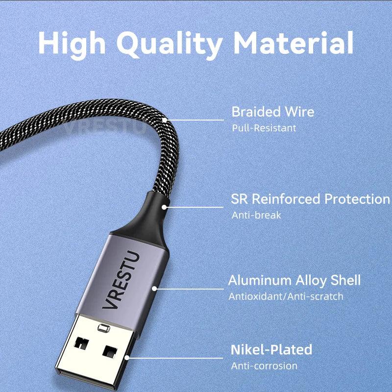 USB to 3.5mm Male Audio Cable USB A to 3 5 Jack AUX Adapter Wire Headphone Speaker Desktop PC TV Car Stereo Auxiliary Audio Line - Lizard Vigilante