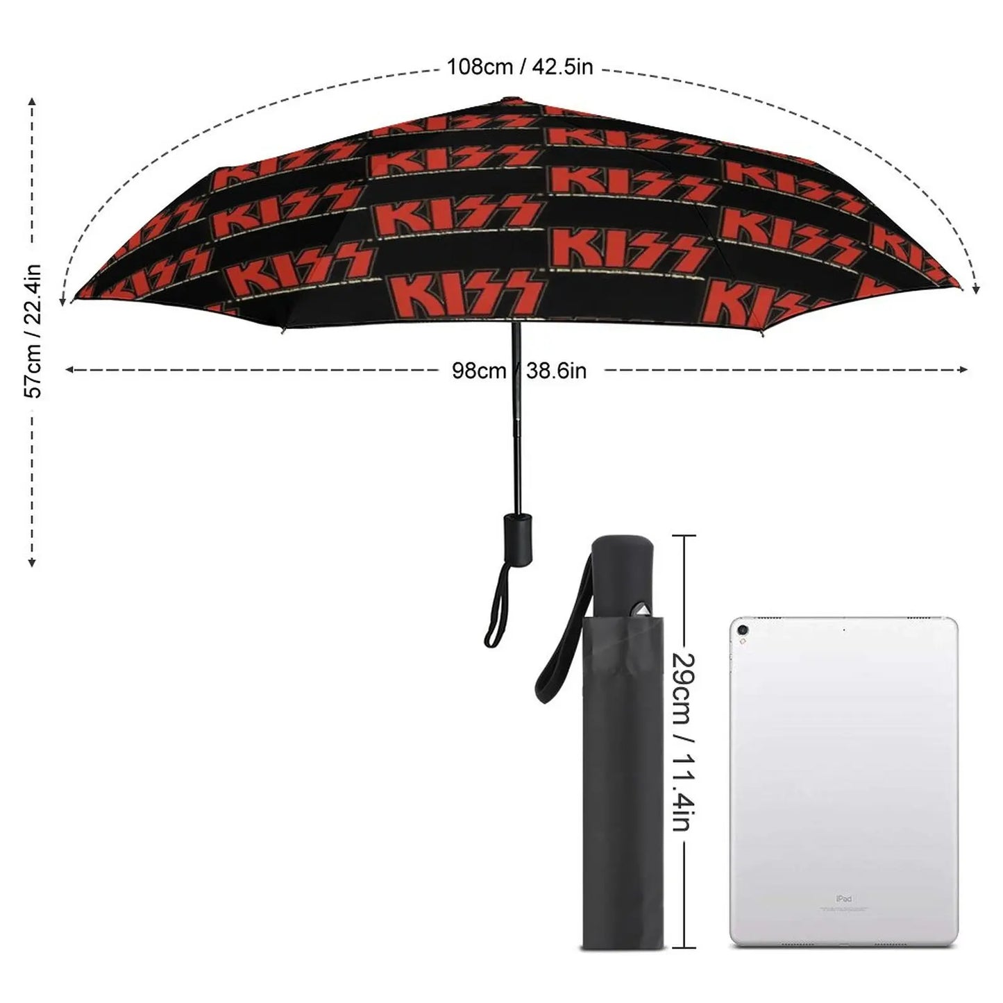 Kiss Logo Umbrella Rock Band Print Unique Windshield Sunshield Umbrella Folding Golf - Premium  from Lizard Vigilante - Just $45.99! Shop now at Lizard Vigilante