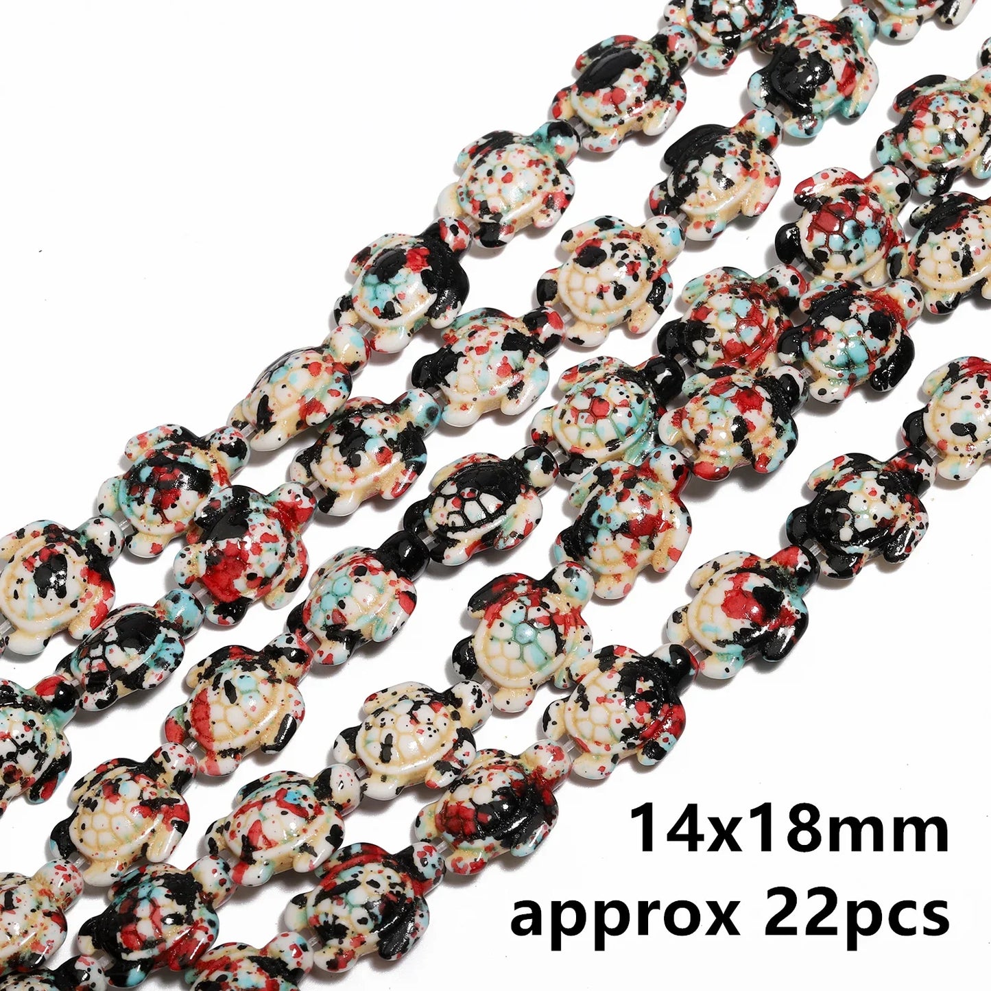 14x18mm 22pcs Sea Turtle Random Color Mix Natural Turquoise Stone Beads Bead for Jewelry Making DIY Ocean Series Bracelet