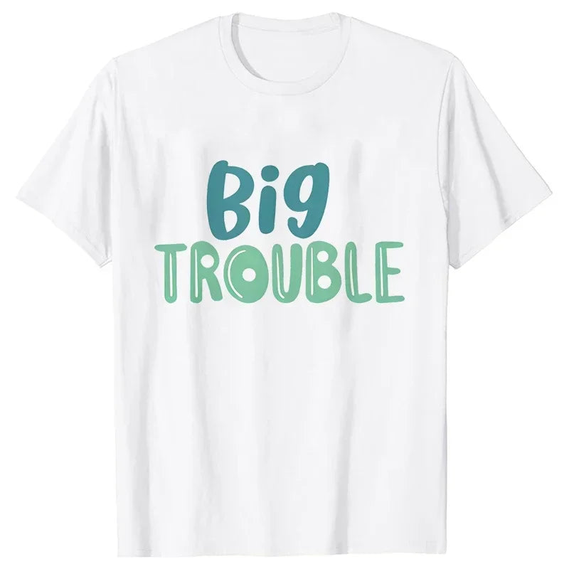 Big Trouble Little Trouble Father & Son/Daughter Matching T-Shirt – Funny Graphic Y2K Tops - Premium T-Shirt from Lizard Vigilante - Just $18.88! Shop now at Lizard Vigilante