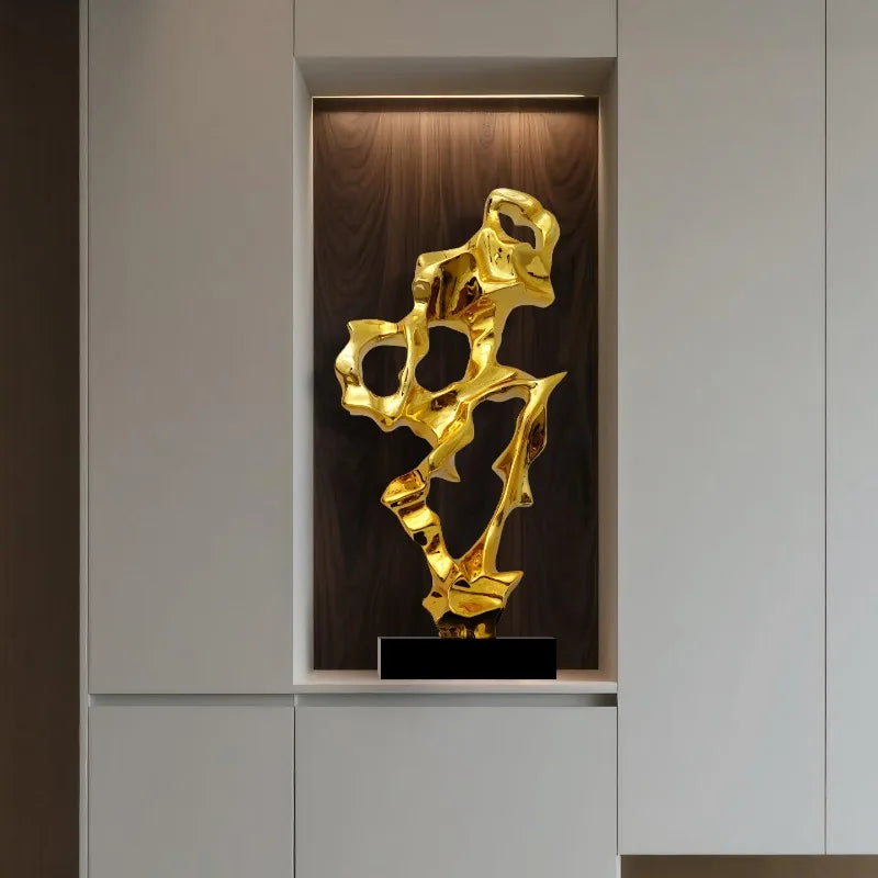 Abstract Art Sculpture Electroplating Transparent Resin Craft Model Modern Home Decor LivingRoom Office Desktop Statue Ornaments