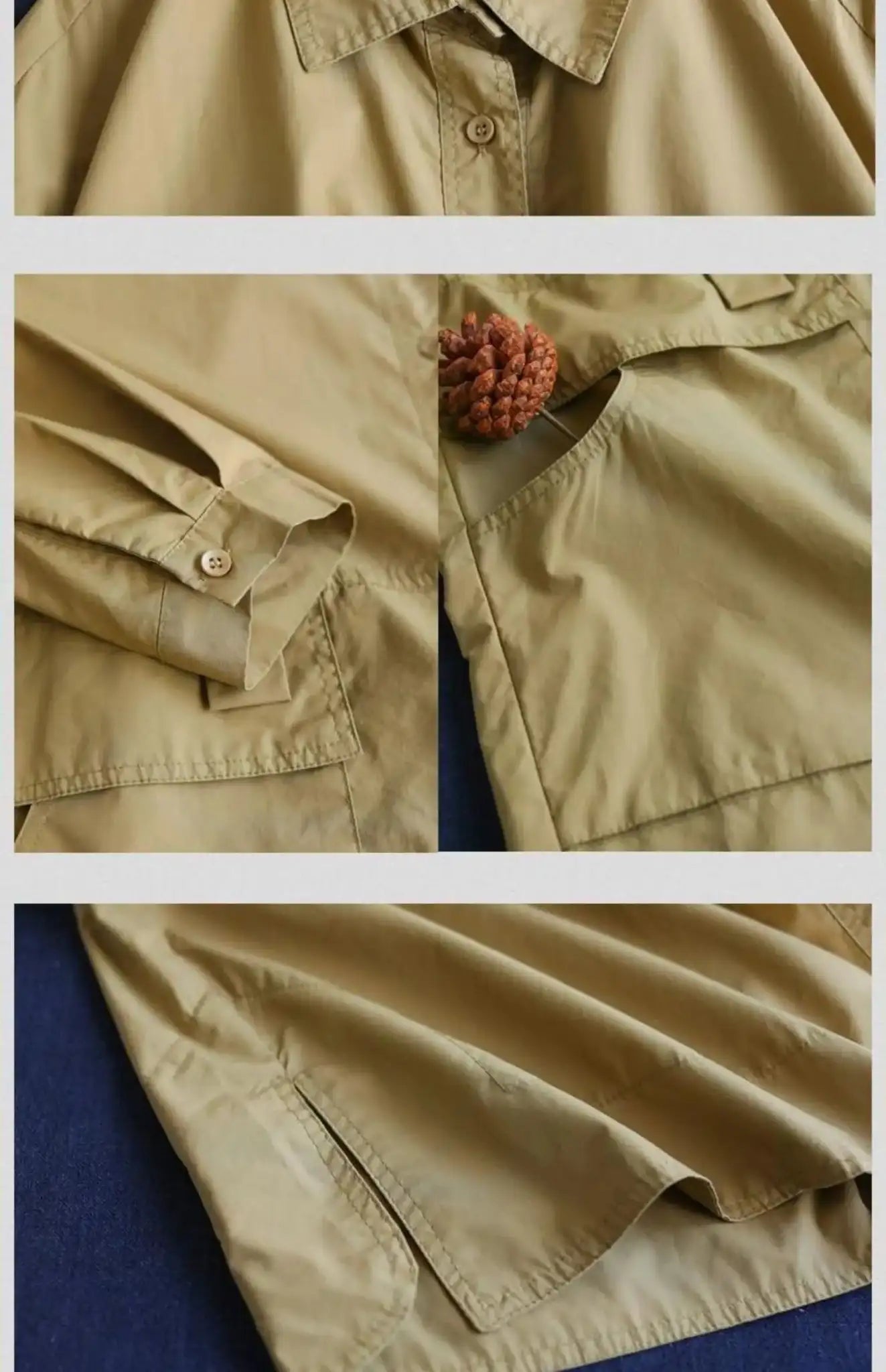 9290 Spring Fall Trench Coat Women Mid Length Windbreaker Single-breasted Double Pockets Casual Loose Overcoat Female Outerwear