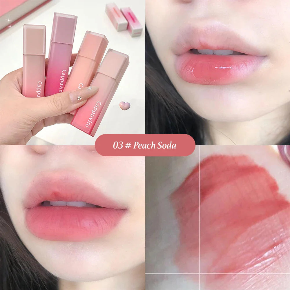 Cappuvini Nude Water Mist Lip Glaze Matte Velvet White Lip Gloss Long-lasting Lipstick