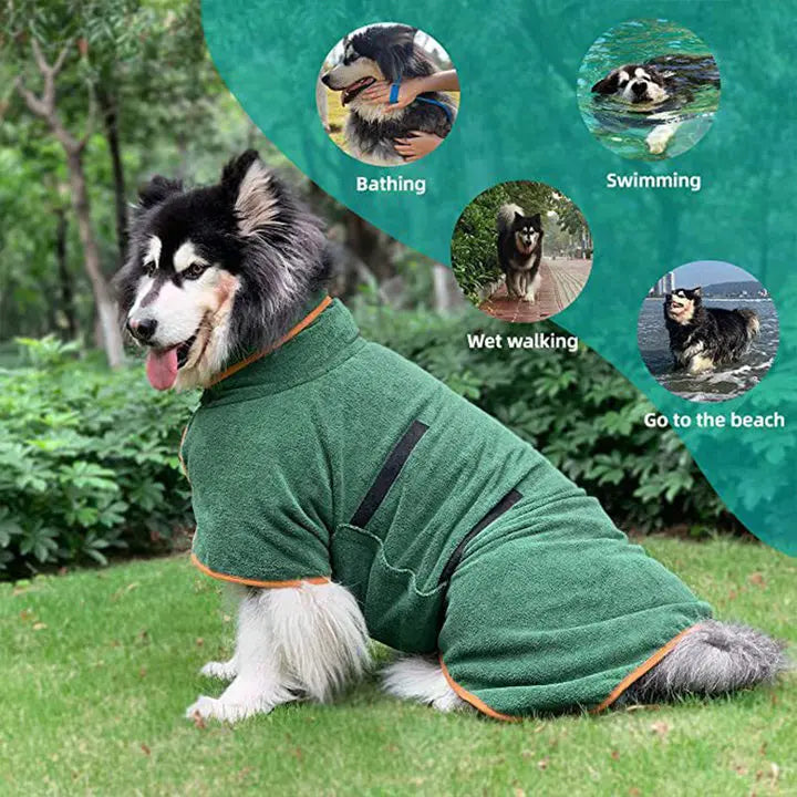 Pet Bathrobe – Fast Drying Microfiber Grooming Coat for Dogs | Absorbent, Soft, and Adjustable Towel for Small, Medium, and Large Dogs - Premium pet towel from Lizard Vigilante - Just $19.99! Shop now at Lizard Vigilante