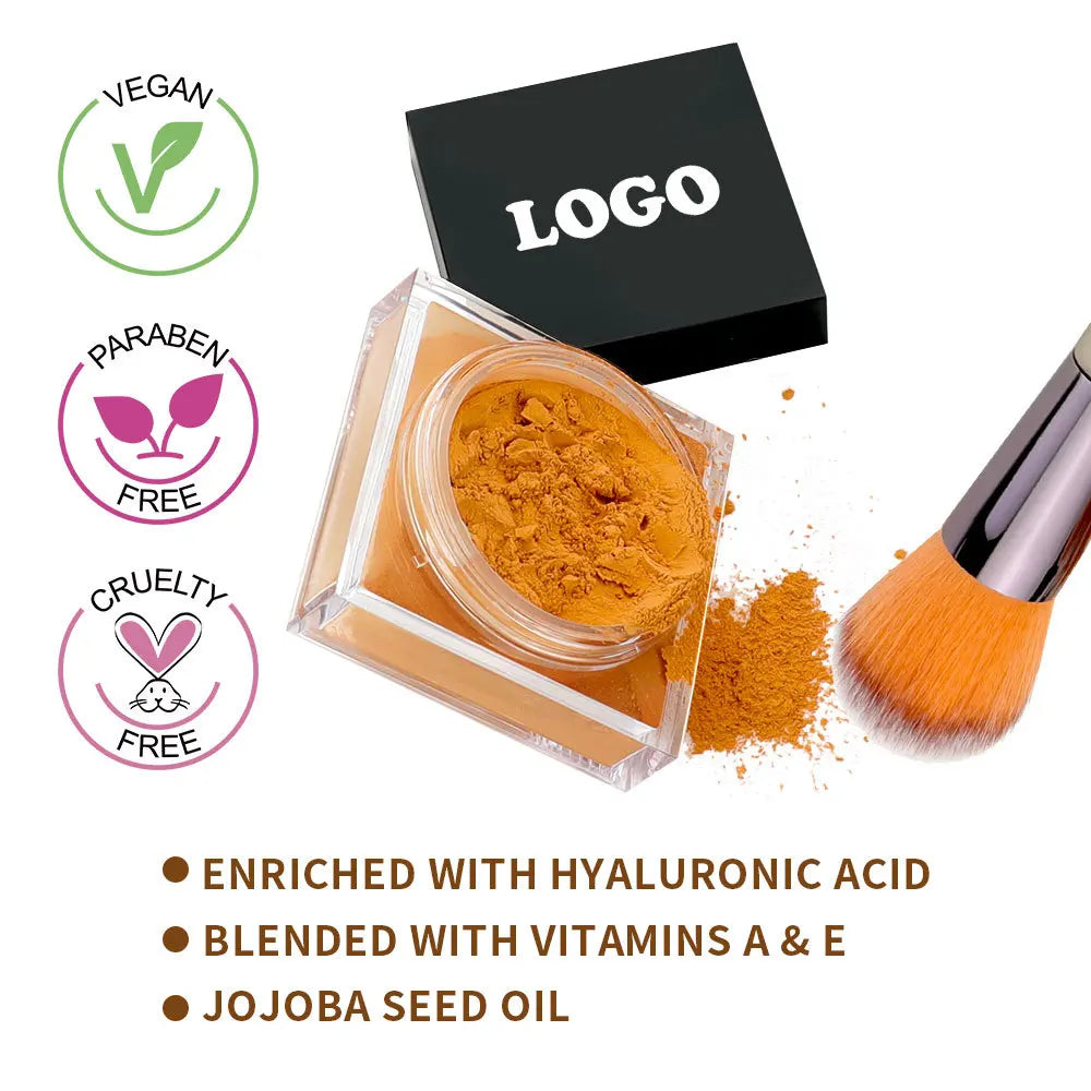 Loose Setting Powder Face Makeup Foundation Vegan Cosmetics Natural Pink Package Matte Compact Powder Custom Logo Wholesale 20pc