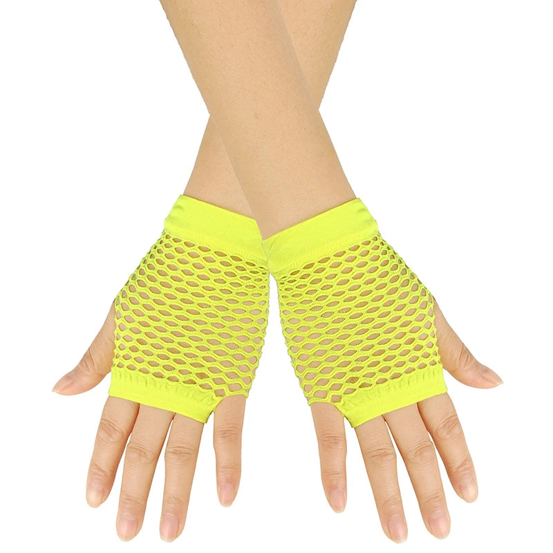 1 Pair Women's Short Fishnet Fingerless Mesh Gloves - Punk Rock Fancy Nightclub Party Arm Warmers Sexy Unisex Gloves - Premium gloves from dsers - Just $14.88! Shop now at Lizard Vigilante