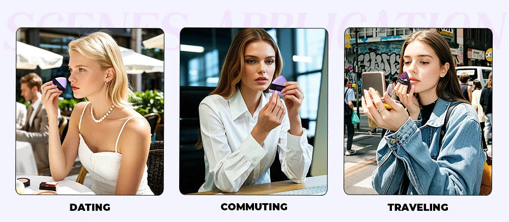 Jessup Powder Puff, 2pcs Triangle Powder Puff Soft for Foundation Setting and Baking, Reusable, Washable, Purple SP018