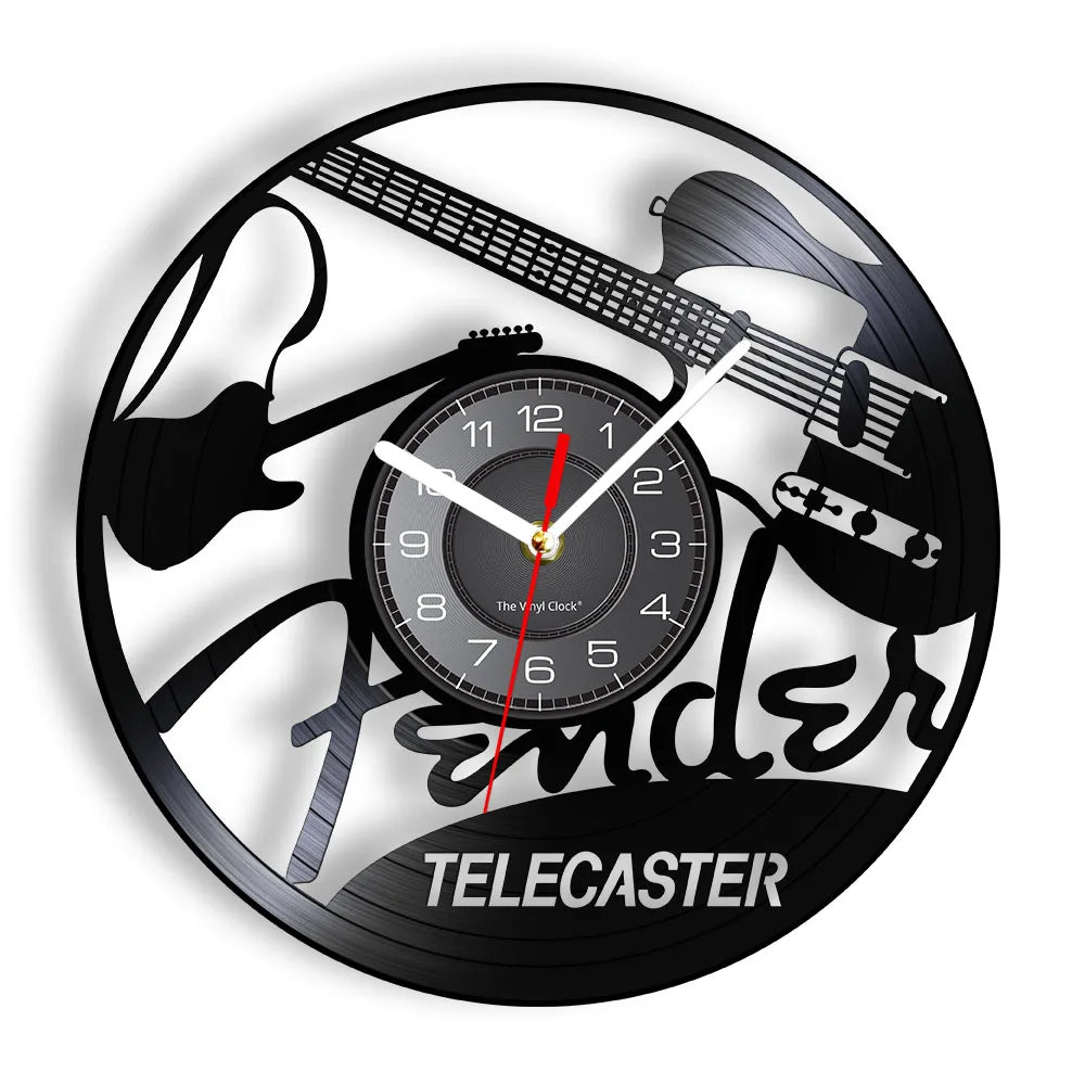 Guitar Player Vinyl Record Wall Clock: The Rock Music Instrument Wall Art for Your Living Room