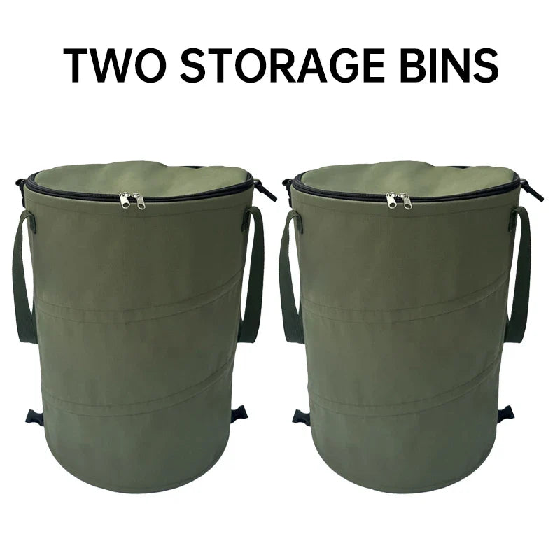 Camping Trash Can Pop-up Circular Storage Pail Canvas Foldable Recycling Bin Outdoor Garbage Garden Yard Garbage Bag