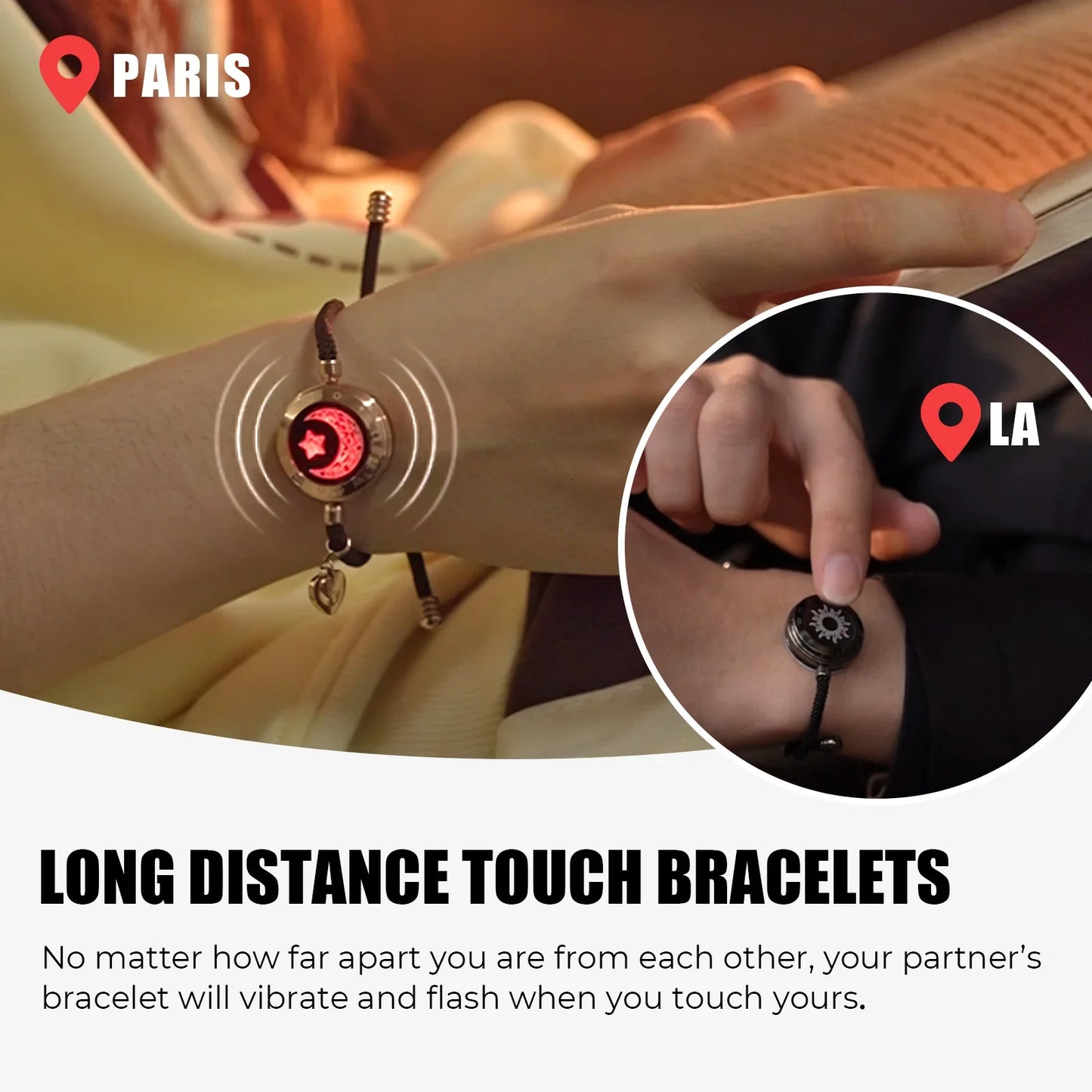 TOTWOO Touch Single Bracelet - Long Distance Touch Bracelet Light up and Vibration Relationship Love Baracelet Smart Jewelry
