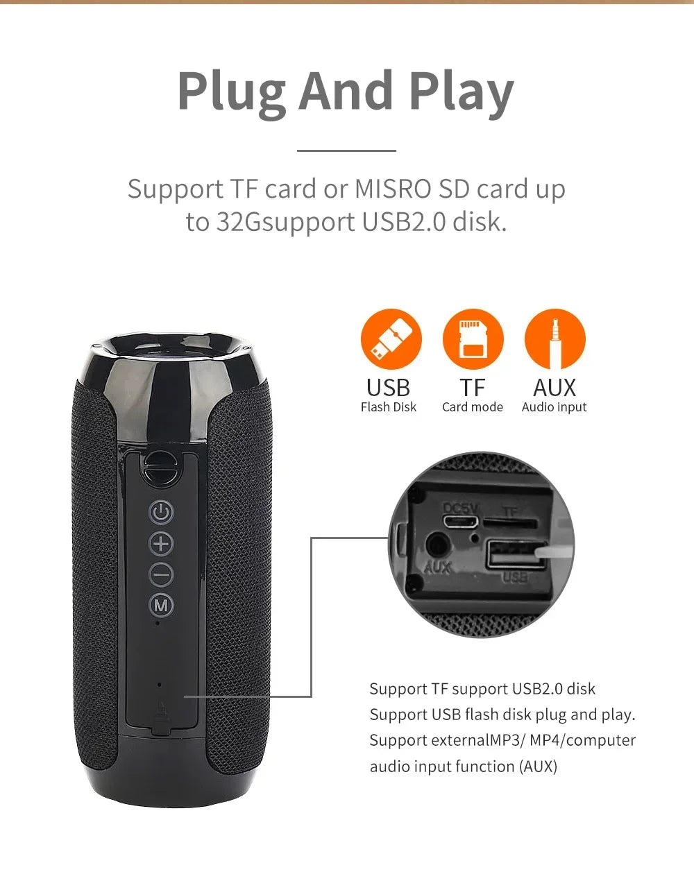 TG117 Bluetooth Speakers Portable Wireless Sound Box  Outdoor Waterproof Stereo Surround Supports TF Radio altavoz bluetooth