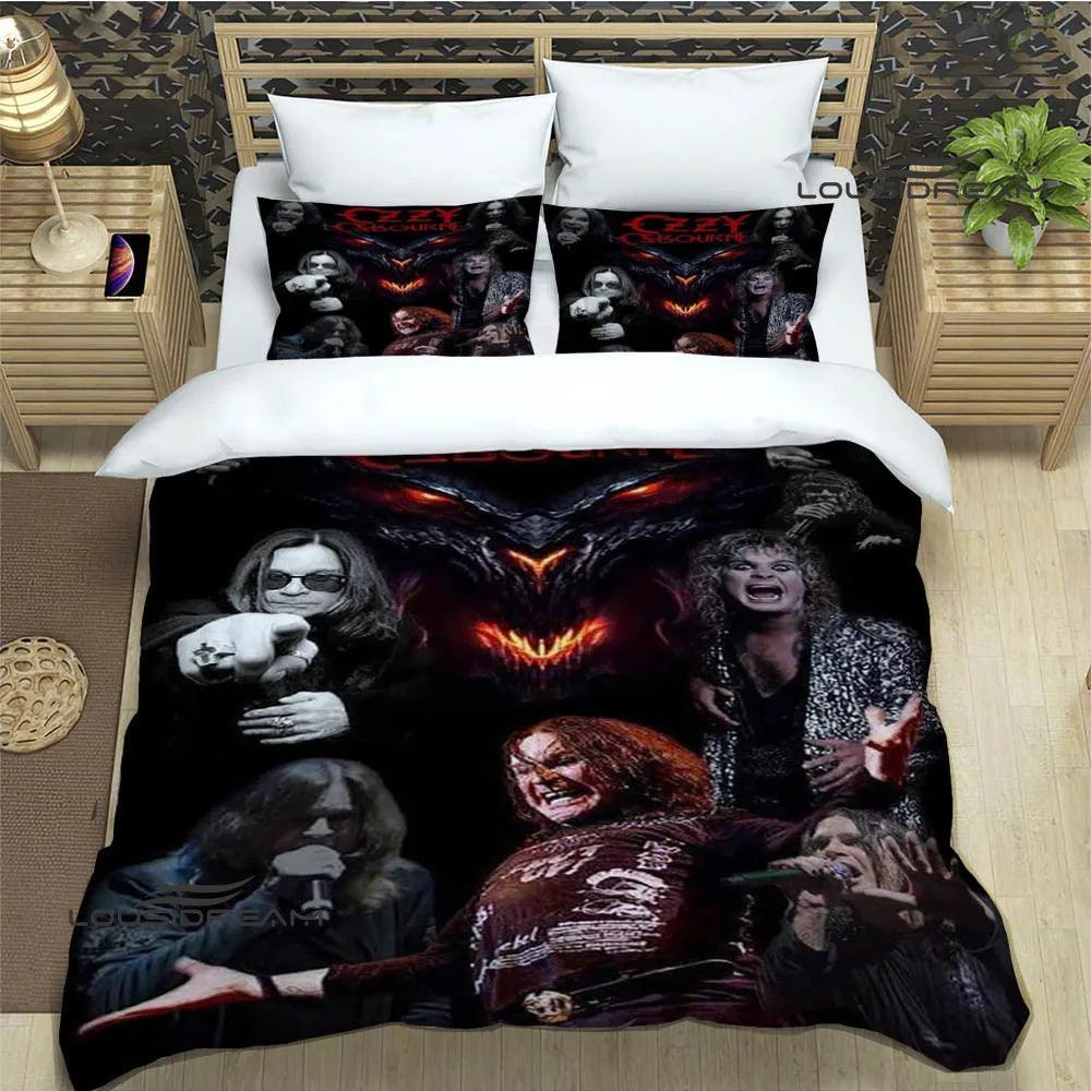 Dive into Ozzy's Dreamworld: A Retro Bedding Symphony for Headbanging Sleep - Premium bedding from Lizard Vigilante - Just $57.99! Shop now at Lizard Vigilante