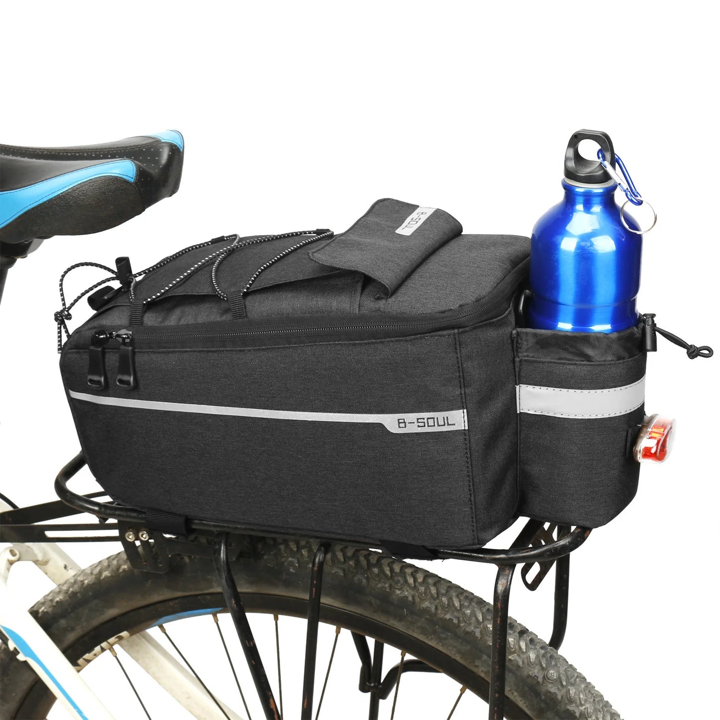 Bicycle 13L Waterproof Rear Carrier Bag – Trunk Pannier with Back Rack, Shoulder Strap & Reflective Safety Strips - Premium bicycle bag from Lizard Vigilante - Just $27.99! Shop now at Lizard Vigilante