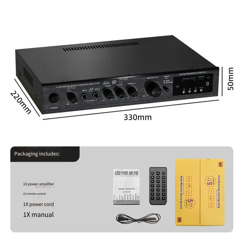 Bluetooth 5.1 Sound Speaker Amplifier Stereo Audio Amplifier Audio Stereo System Components Ultra-heavy Bass High Power