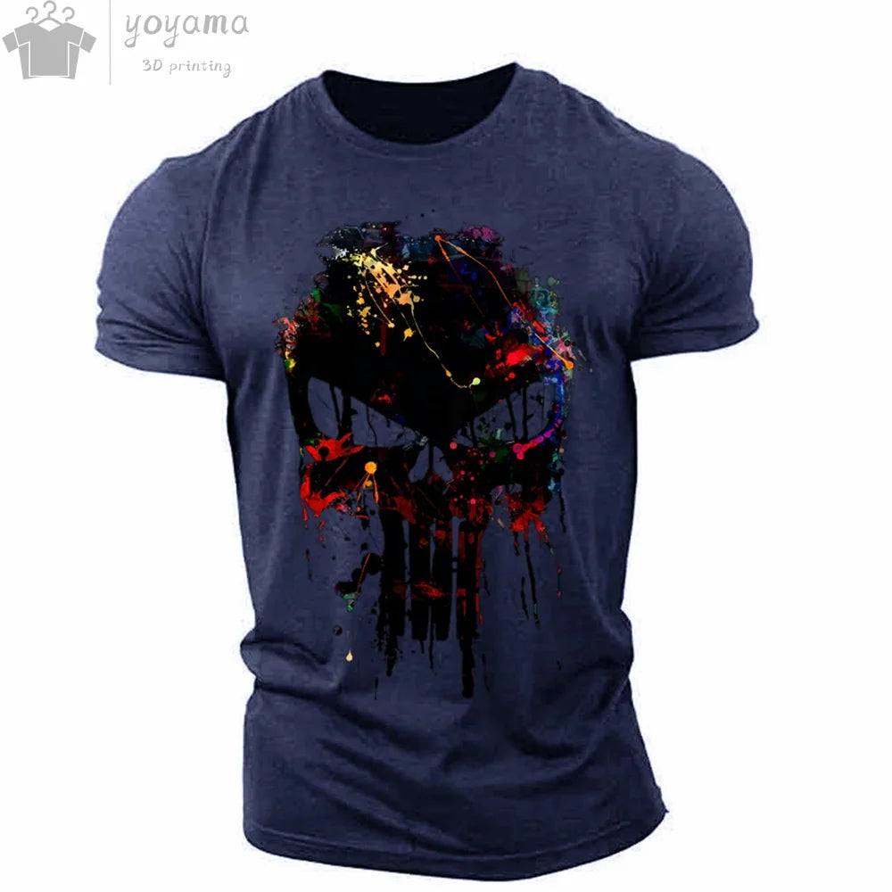 Men's T Shirt 3d Print Military Patriotic Skull O-Neck T Shirt Oversized T-Shirt Short-Sleeved Tee Sportswear Men's Clothing Top - Premium t-shirt from Lizard Vigilante - Just $23.88! Shop now at Lizard Vigilante