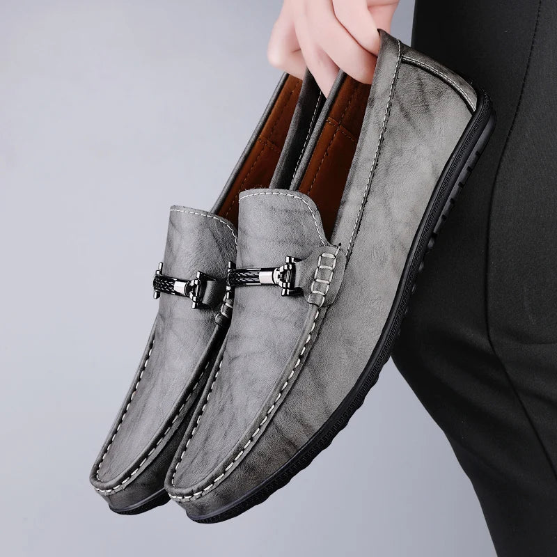 Men's Genuine Leather Casual Loafers | Luxury Driving Shoes with Slip-On Design | Fashionable and Comfortable Moccasins for Spring & Autumn - Premium loafers from Lizard Vigilante - Just $71.08! Shop now at Lizard Vigilante