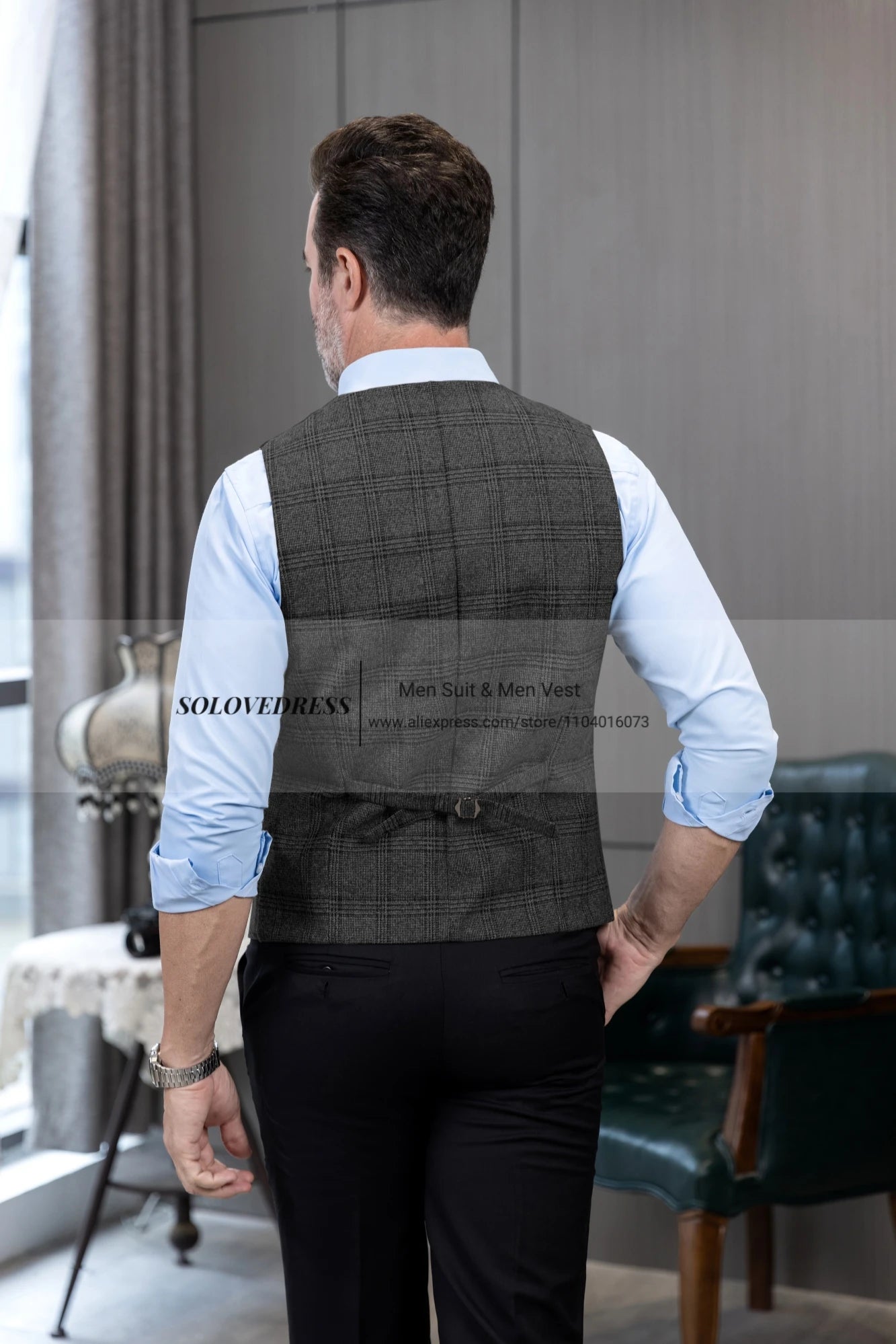 Men’s Vintage Tweed Plaid Vest – Classic Slim Fit Waistcoat for Weddings & Business - Premium vest from Lizard Vigilante - Just $42.88! Shop now at Lizard Vigilante