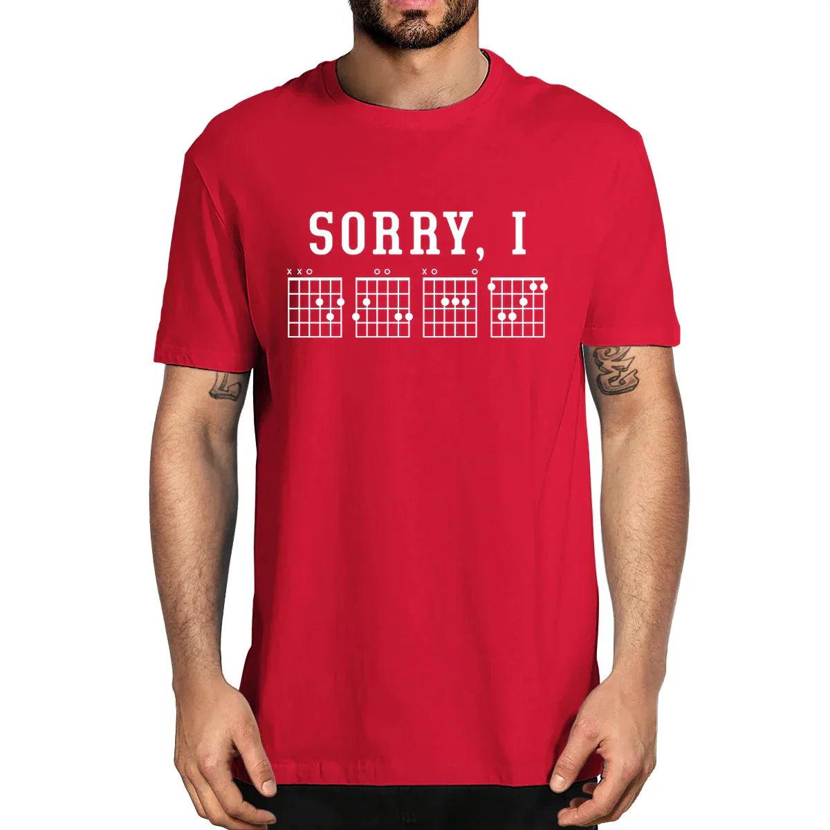 Sorry I-DGAF Hidden Message Guitar Chords Vintage Summer Men's Novelty T-Shirt Women Casual Streetwear Tee 100% Cotton Funny - Lizard Vigilante