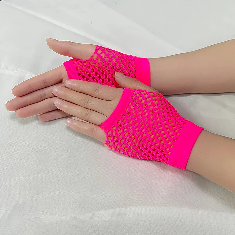 1 Pair Women's Short Fishnet Fingerless Mesh Gloves - Punk Rock Fancy Nightclub Party Arm Warmers Sexy Unisex Gloves - Premium gloves from dsers - Just $14.88! Shop now at Lizard Vigilante