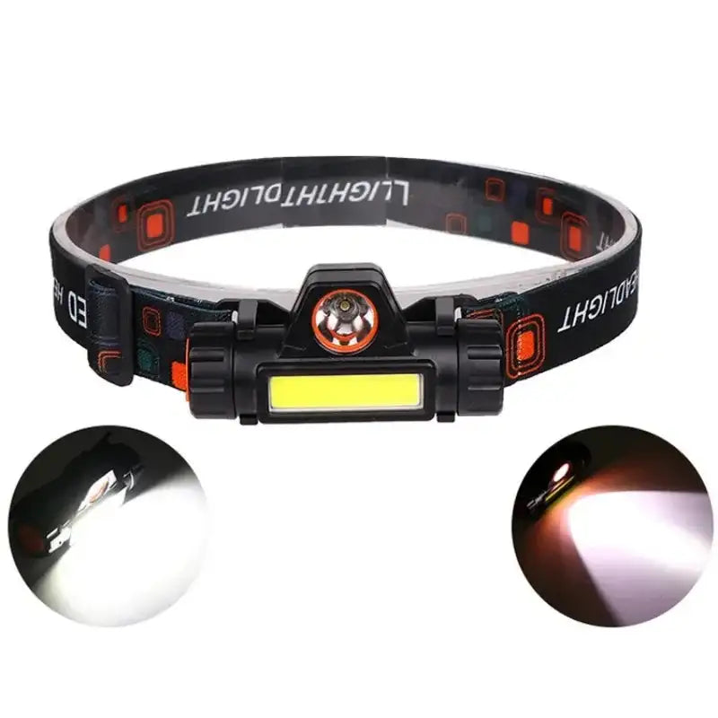 1pcs Rechargeable Fishing LED Headlamp Camping Headlight XPE COB Work Light 2 Lighting Modes With Tail Magnet Detachable