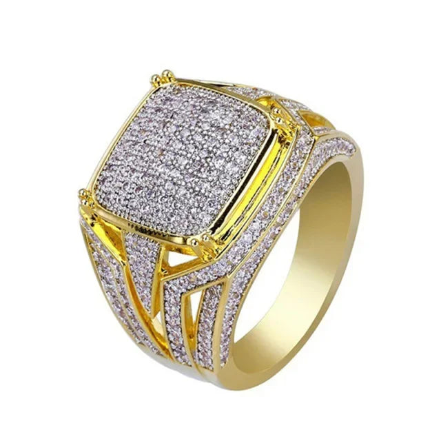 Milangirl Punk Full Zircon Puffed Marine Micro Paved Stone Rings for Men – Iced Out Geometry Hip Hop Jewelry, Unisex Fashion Ring - Premium ring from Lizard Vigilante - Just $38.88! Shop now at Lizard Vigilante