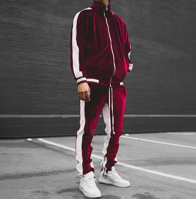 New 2025 Spring Autumn Men's Velvet Set Sport Suit Male Velour Thick Hoodies+ Pants Warm Sweatshirt Sportswear Tracksuit For Men - Premium  from Lizard Vigilante - Just $63.99! Shop now at Lizard Vigilante