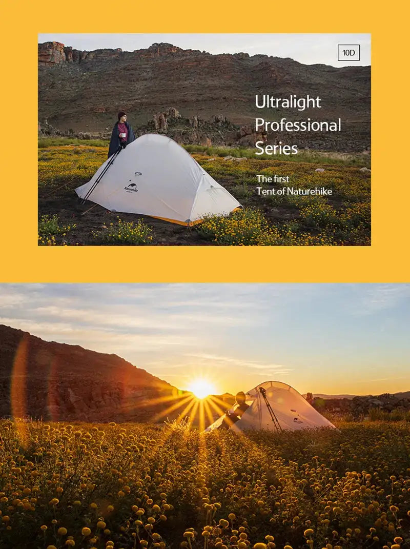 Naturehike Camping Tent Ultralight Portable Cloud Up 2Person 10D Upgraded Folding Backpack Waterproof Tent Travel Beach Tents