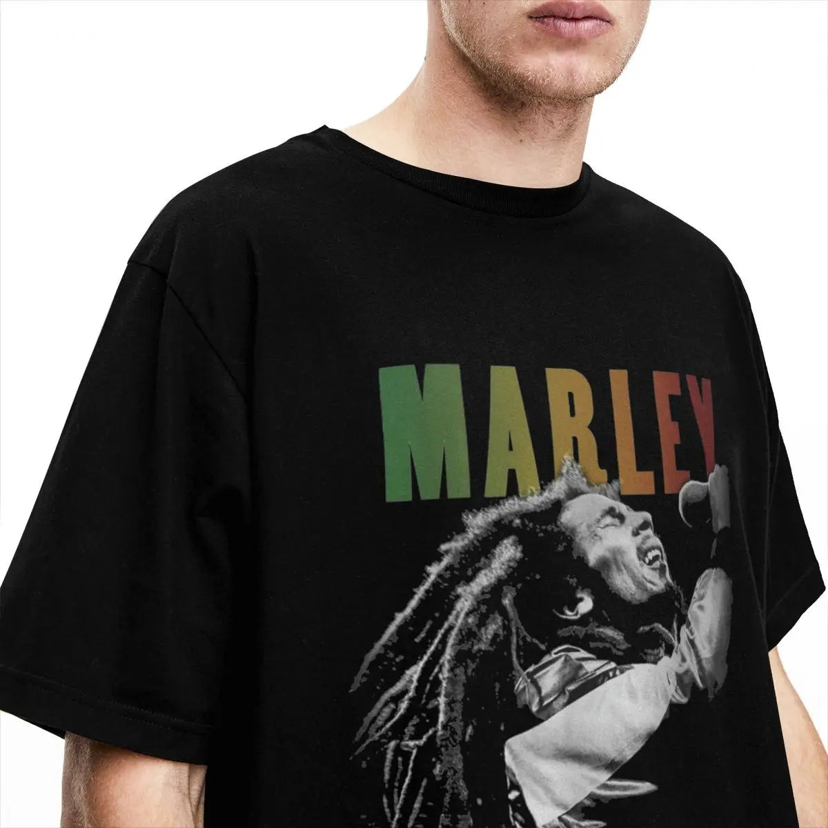 Bob Marley Harajuku Music T-Shirt – Men’s 100% Cotton Short Sleeve Cool Summer Tee - Premium T-Shirt from Lizard Vigilante - Just $23.88! Shop now at Lizard Vigilante