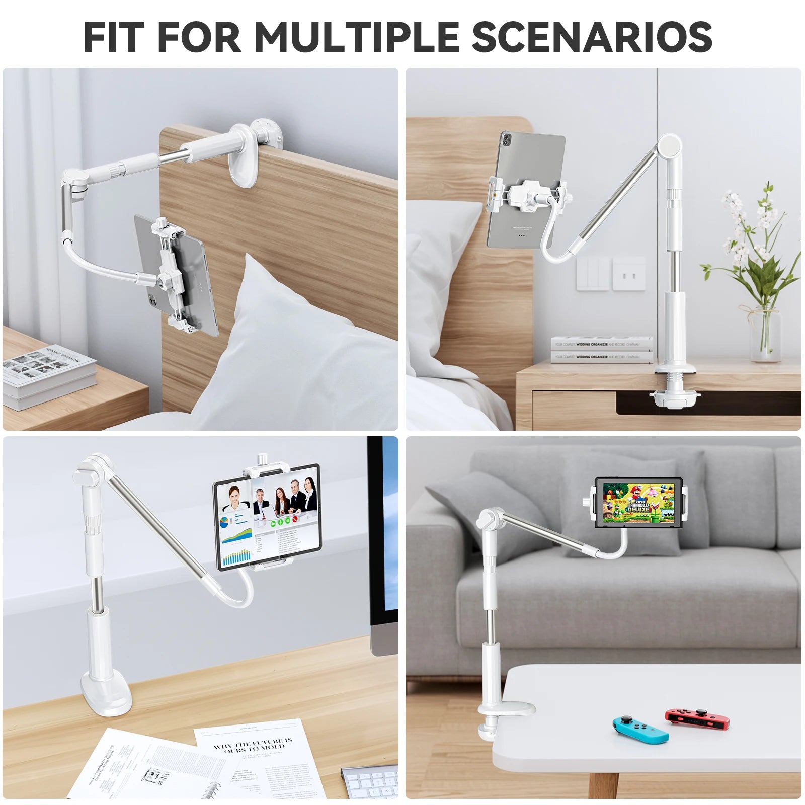 Gooseneck Tablet Holder for Bed 360 Adjustable iPad Stand for Desk Flexible Arm Clip Phone Mount for Video Recording Bedside - Premium  from Lizard Vigilante - Just $35.99! Shop now at Lizard Vigilante