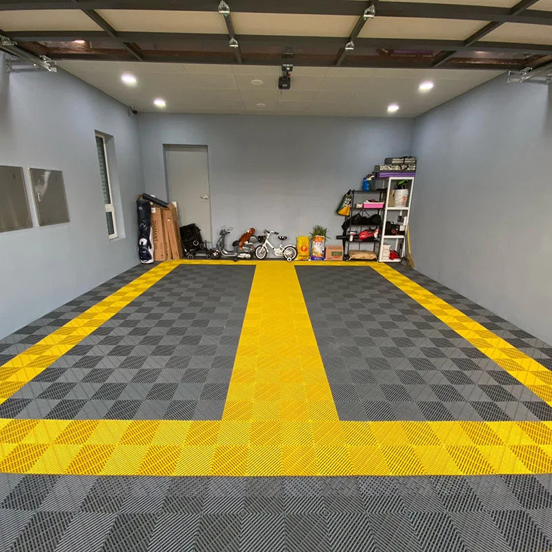 Vented Modular Interlocking PVC Garage Floor Tiles – Heavy Duty Plastic Garage Flooring for Car Detailing, Workshops, and Outdoor Use - Premium garage floor tiles from Lizard Vigilante - Just $1056.99! Shop now at Lizard Vigilante