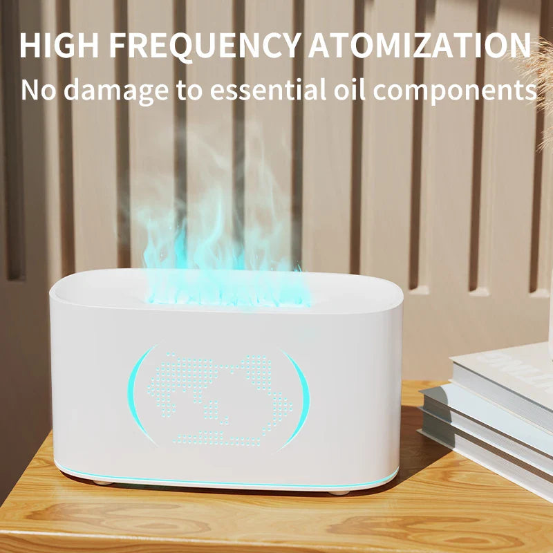 Map Humidifier Colorful Gradient Flame Aroma Diffuser Home Hotel Desktop USB Air Humidification