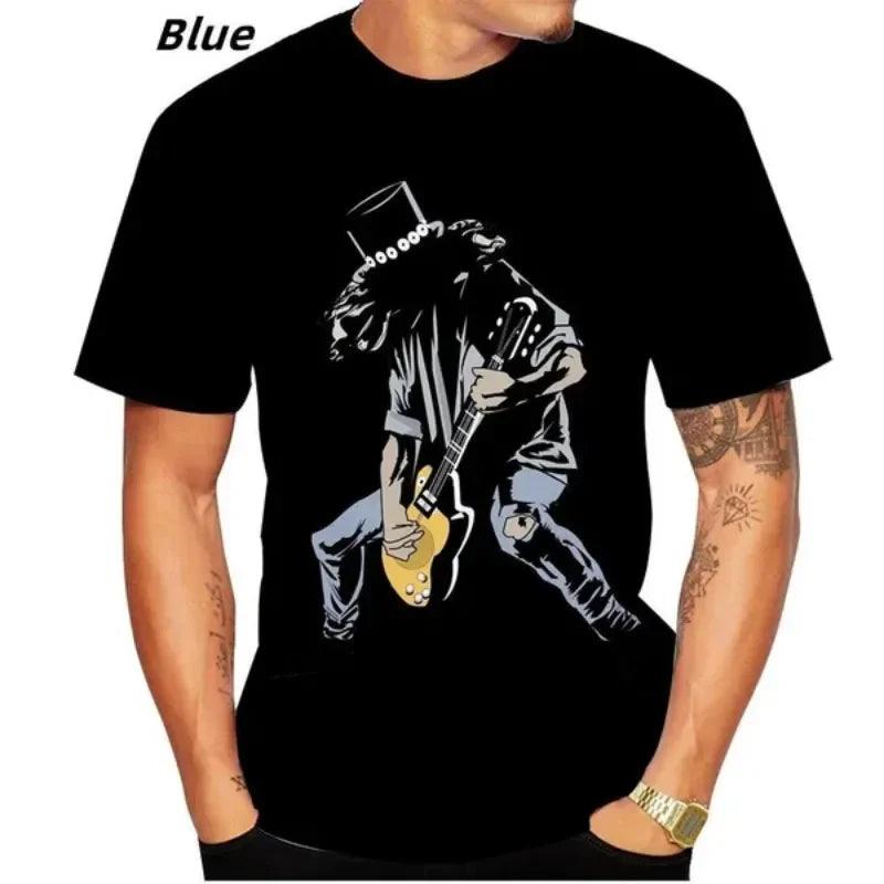 Singer Slash 3D Print Cool T-shirt Men's/Women's T-shirt Street Hip Hop Rock Cosplay Men's Clothing Haikyuu T-shirt for Men - Premium t-shirt from Lizard Vigilante - Just $23.49! Shop now at Lizard Vigilante