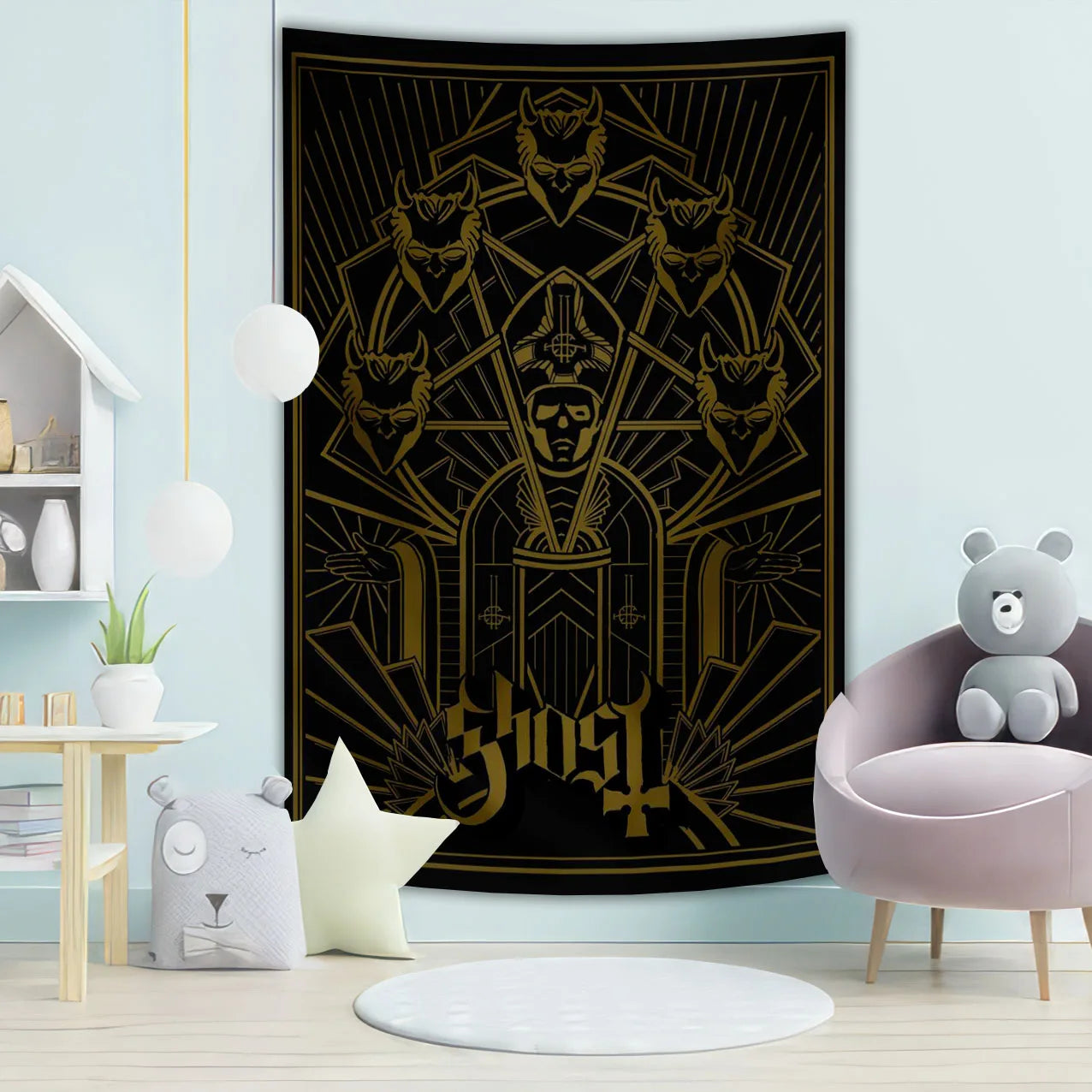 Ghost Tapestry - Underground Metal Pop Singer Rock Banner Flags, 100% Polyester Wall Hanging - Premium tapestry from Lizard Vigilante - Just $11.99! Shop now at Lizard Vigilante