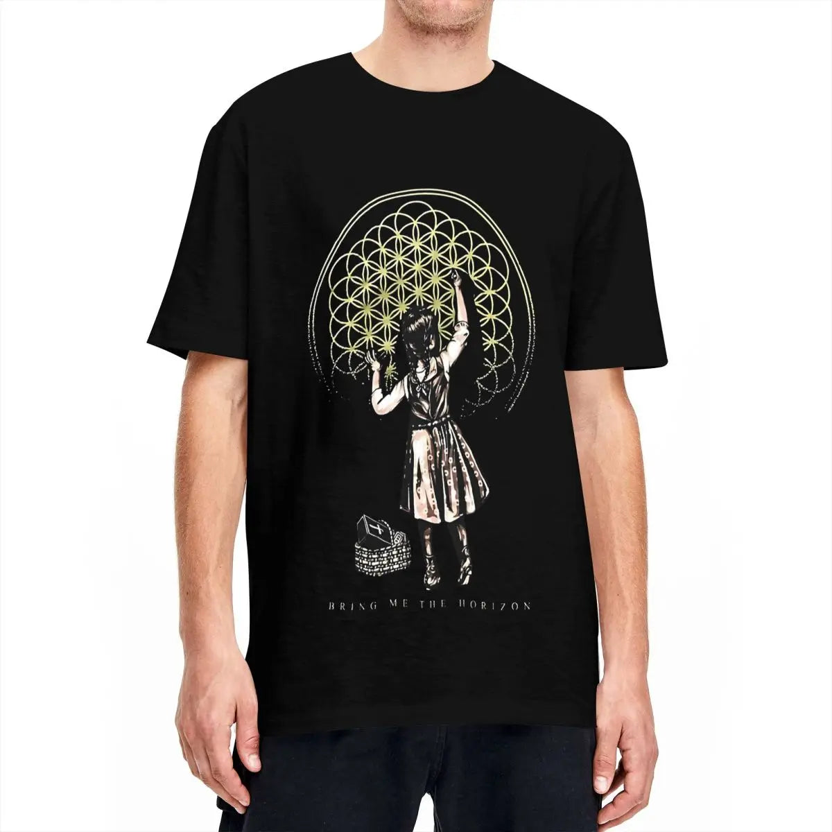 Bring Me The Horizon Men's Cotton T-Shirt – Short Sleeve Summer Music Tee - Premium T-Shirt from Lizard Vigilante - Just $33.88! Shop now at Lizard Vigilante