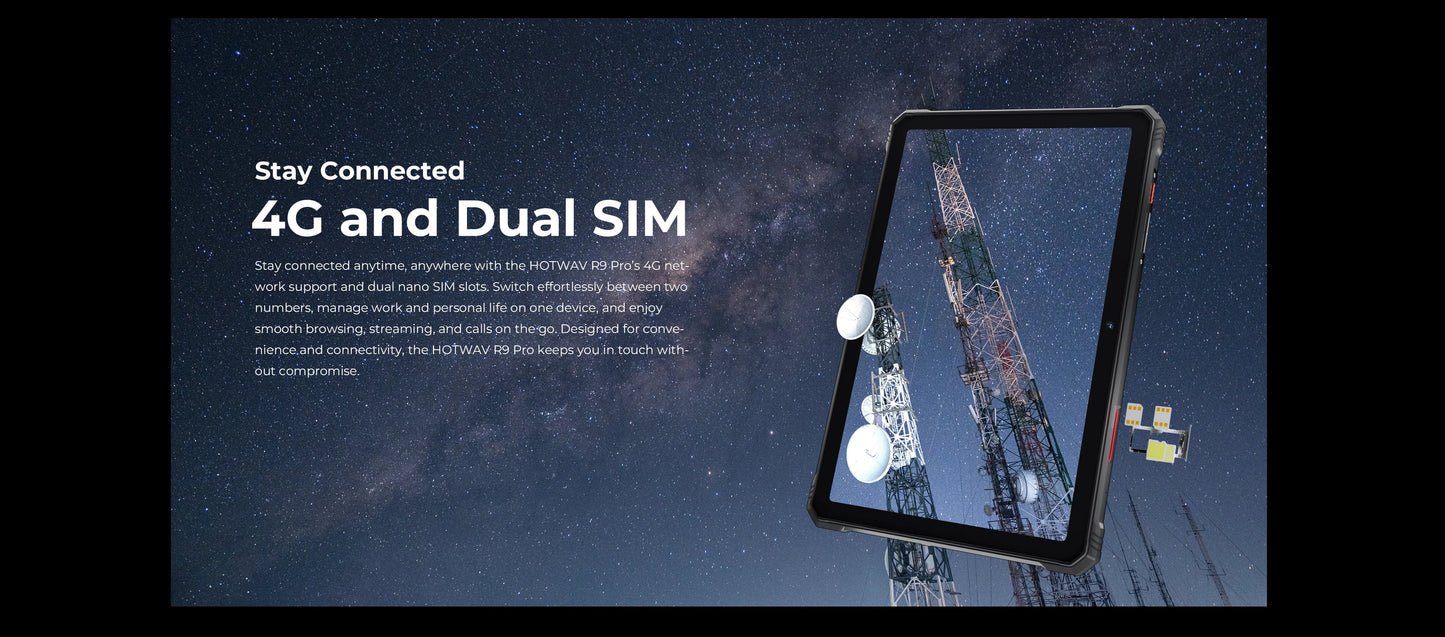 HOTWAV R9 Pro Rugged Tablet 11'' FHD+ 2K Display 20080mAh Massive Battery Pad Android 14 6GB 256GB Camera Global 4G Tablet PC